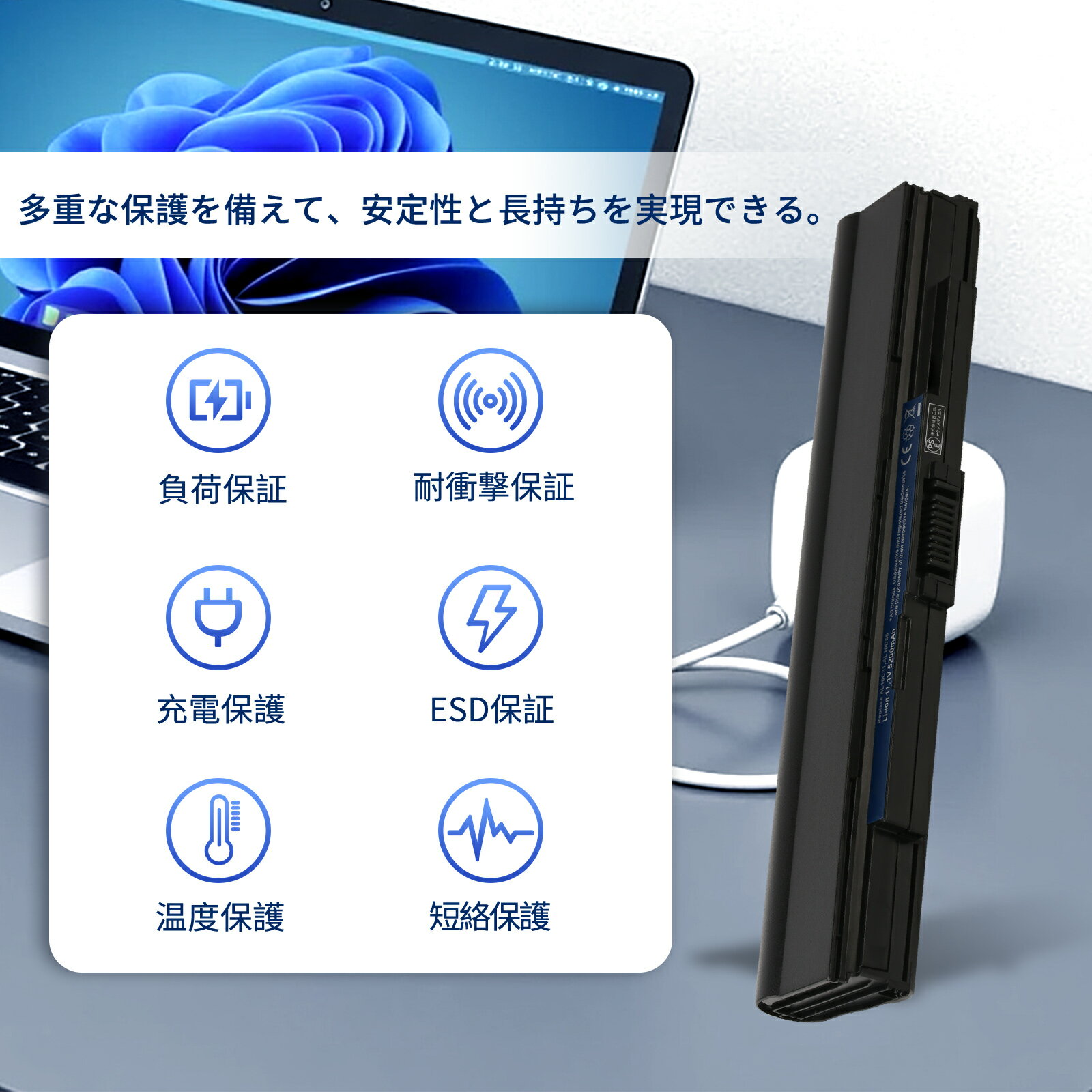 【6倍ポイント】新品 ACER BT.00603.113 互換バッテリー【5200mAh 11.1V】対応用 1年保証 高性能 PSE認証 互換バッテリパック YBZ 341 2025BZ-XIJP