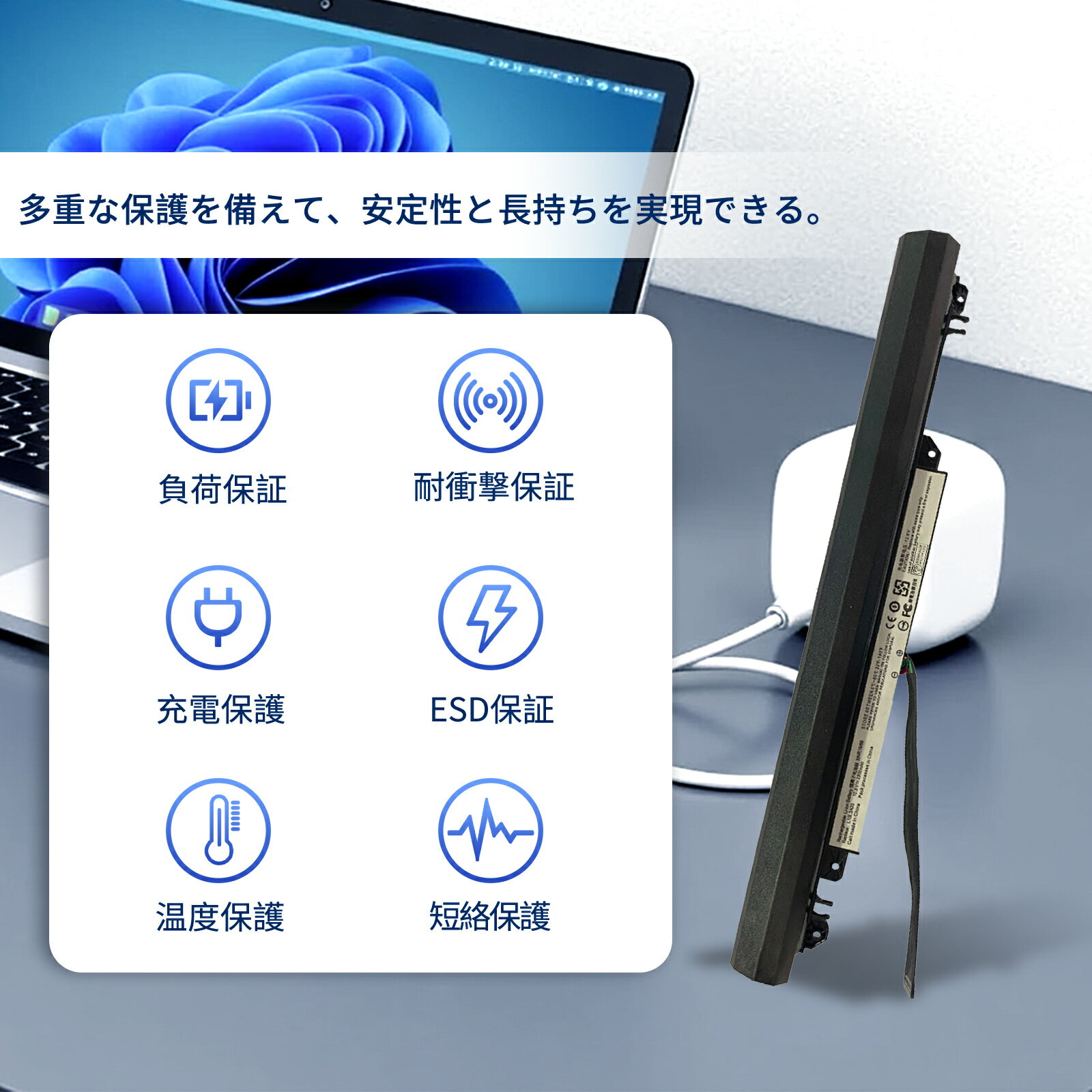 【455円OFF&P10倍】新品 Lenovo IdeaPad 110-15ACL 互換バッテリー【2200mAh 10.8V】対応用 1年保証 高性能 PSE認証 互換バッテリパック YCU 93 2025CU-XIJPA