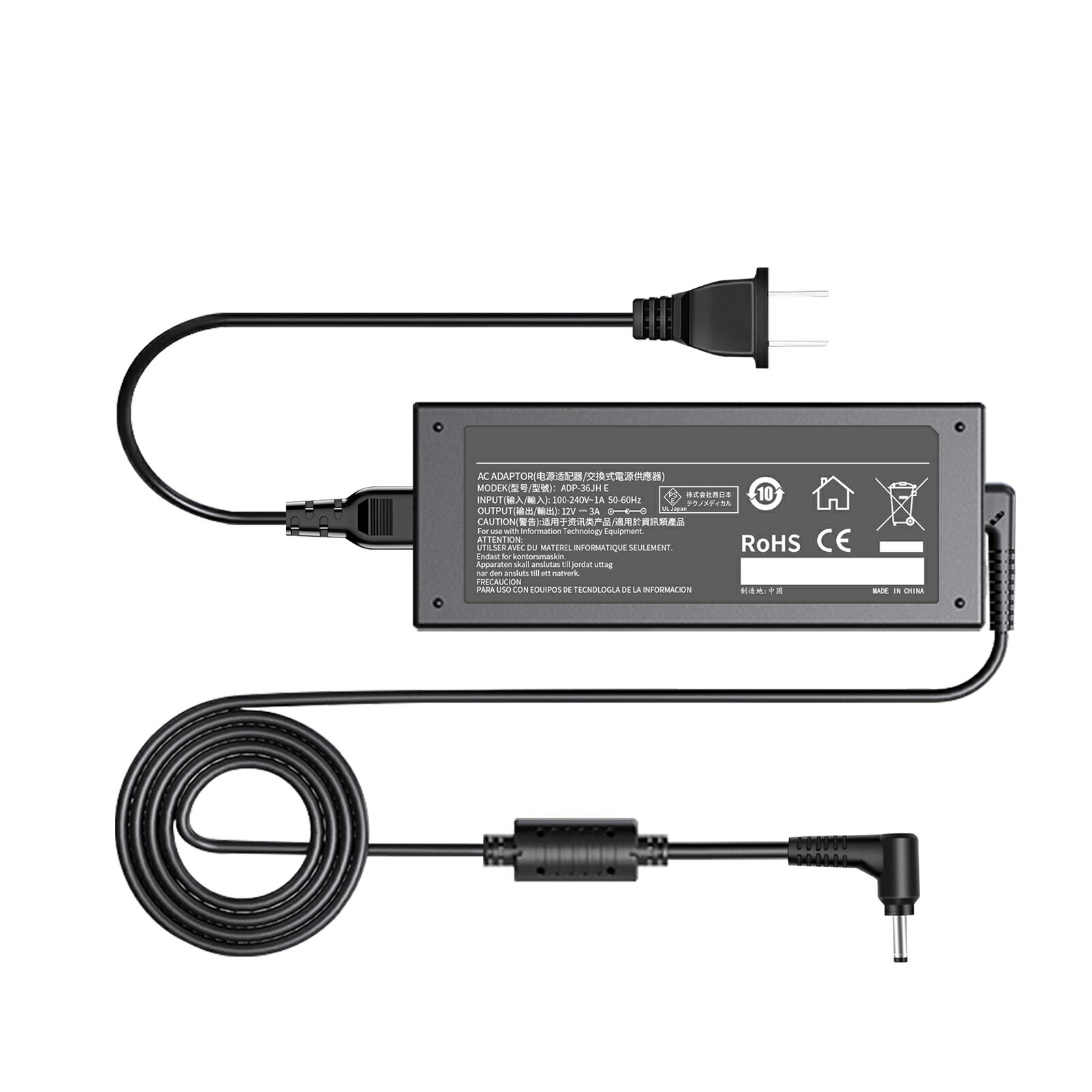 【10倍ポイント】【新品1年保証】 Fujitsu WQ2/D1 互換電源アダプター 36W 対応用 充電器 12V 3A 交換電源アダプタ 【PSE認証済】【送料無料】 YKG 2025KG-XIJP