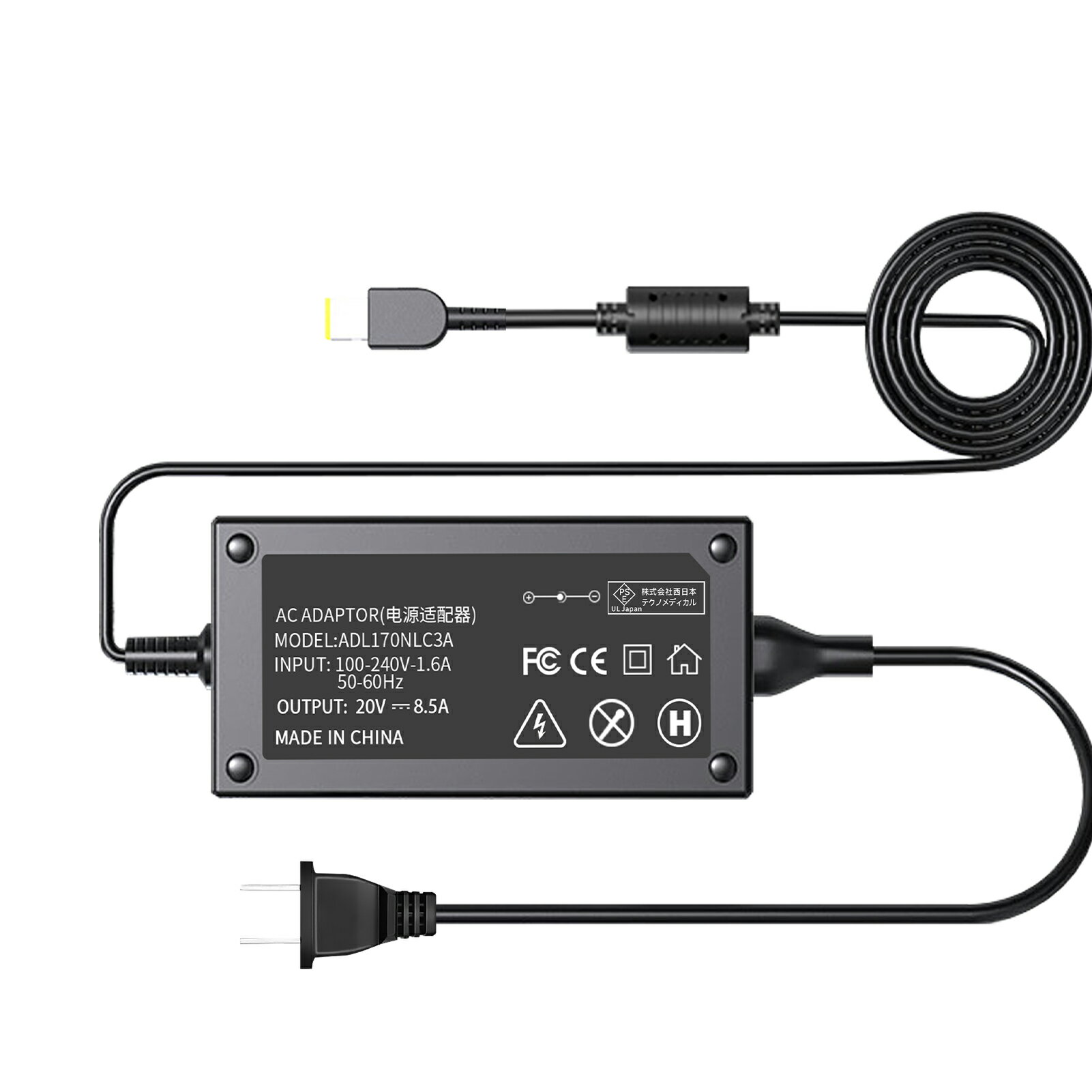 【290円OFF&P10倍】【新品1年保証】 Lenovo Lenovo Yoga 910-13 互換電源アダプター 170W 対応用 充電器 20V 8.5A 交換電源アダプタ 【PSE認証済】【送料無料】 YKF 2025KF-XIJP