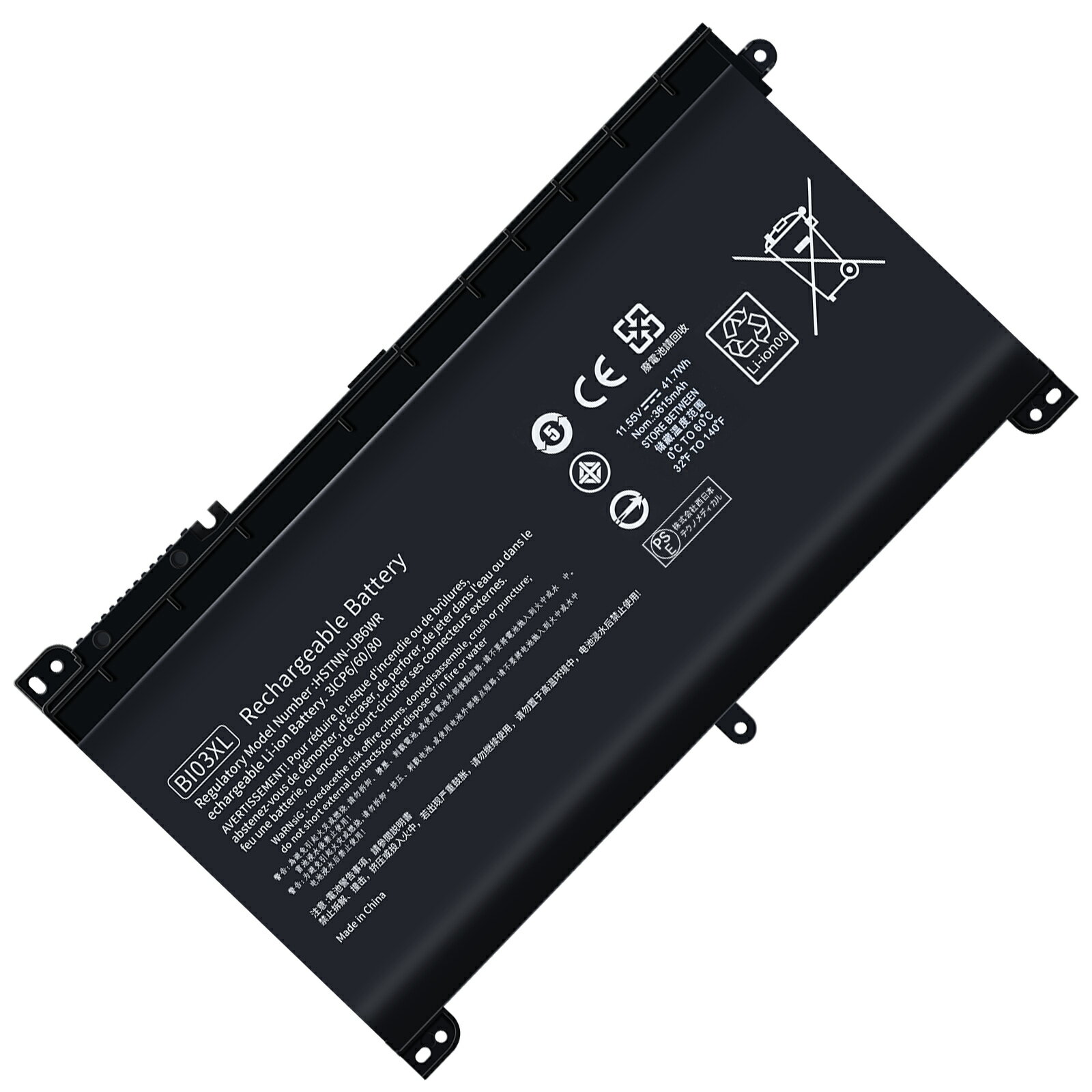 【465円OFF&P10倍】新品 HP BI03XL 互換バッテリー【3615mAh 11.55V】対応用 1年保証 高性能 PSE認証 ..