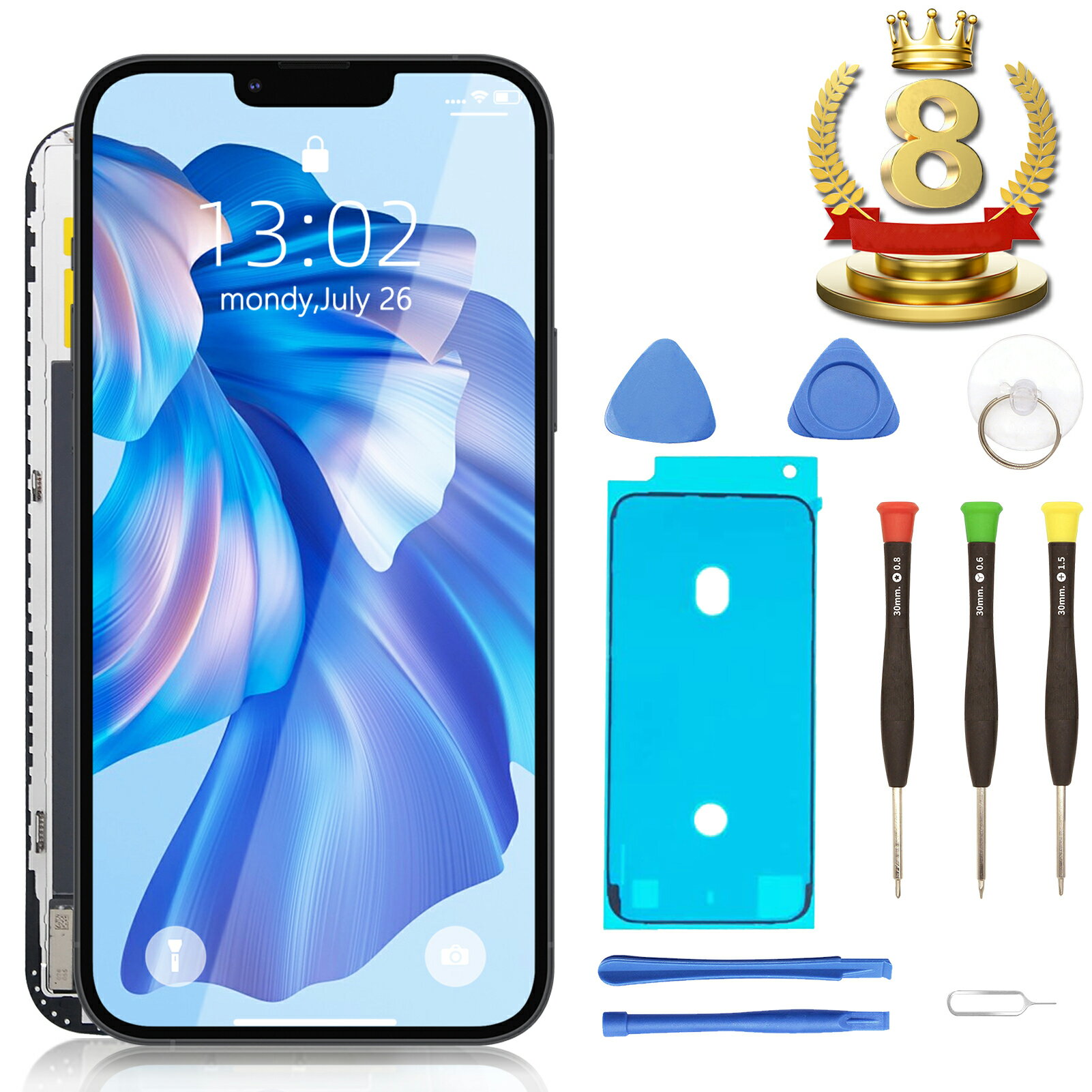 【10倍ポイント】楽天8位獲得【送料無料】iPhone 12 液晶パネル 画面交換 フロントパネル LCD タッチパネル ガラス スクリーン 修理パーツ デジタイザ 工具付属 黒 6.1インチA