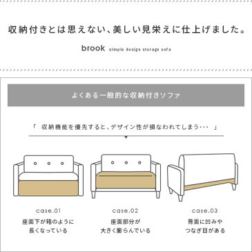 ソファ ソファー 2人掛け 2.5人掛け ソファ下 収納 おしゃれ ローソファー 一人暮らし 収納付き 北欧 シンプル モダン ローソファ ファブリック 二人掛け 2人掛けソファー 収納ソファ クッション 2個付き 収納付きソファ brook(ブルック)
