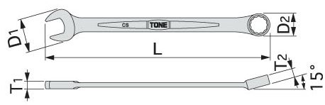 TONE（トネ）:コンビネーションスパナ CS-22 ● ●二面幅22mm ●スパナ,12角めがね ●二面幅22mm ●ミリ CNS34 2