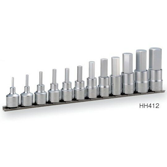 Tool Kits - TONE（トネ） ヘキサゴンソケットセット（ホルダー付） HH412 ●差込角12.7mm（1/2inch） ●ヘキサゴン ●ミリ