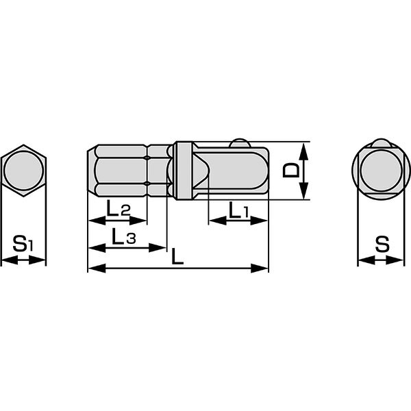 TONE（トネ） ビットアダプター BTA2 ●ビット差込6.35mm（DIN3126 ISO1173 ショートビット） ●出力角6.35mm（1/4inch）差込角 ●