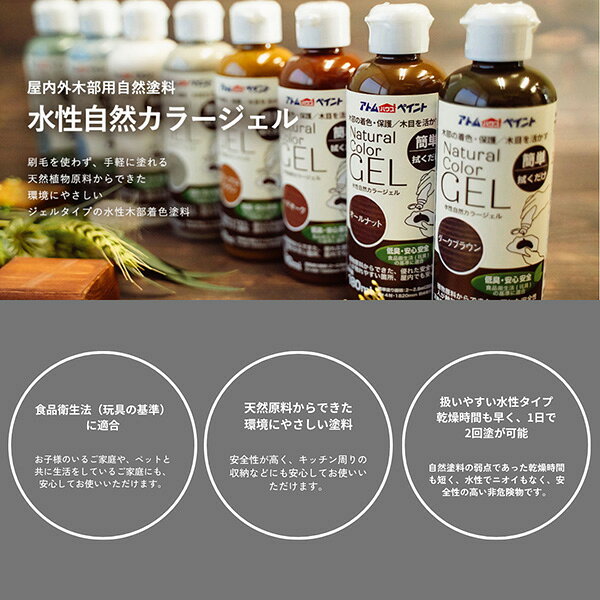 アトムハウスペイント 垂れずに塗れるステイン塗料「水性アトム自然カラージェル」...