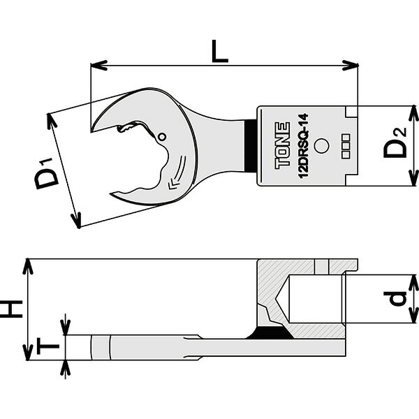 TONE（トネ）:差替式トルクレンチ用クイックスパナヘッド 19DRSQ-19