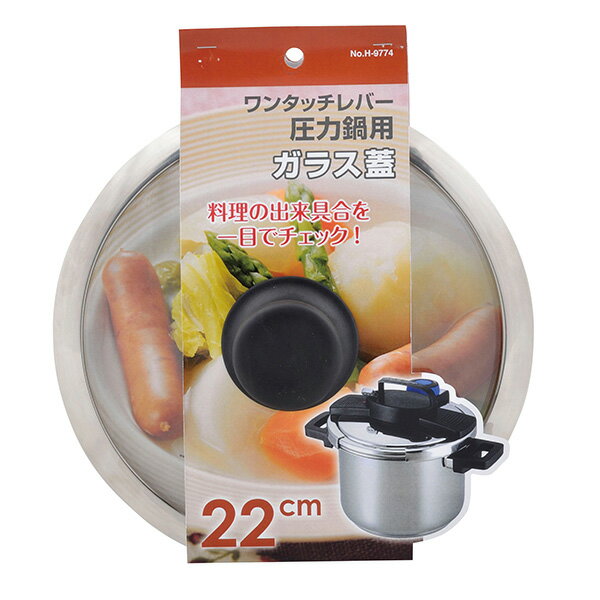 パール金属 ワンタッチレバー圧力鍋用ガラス蓋22cm H-9774