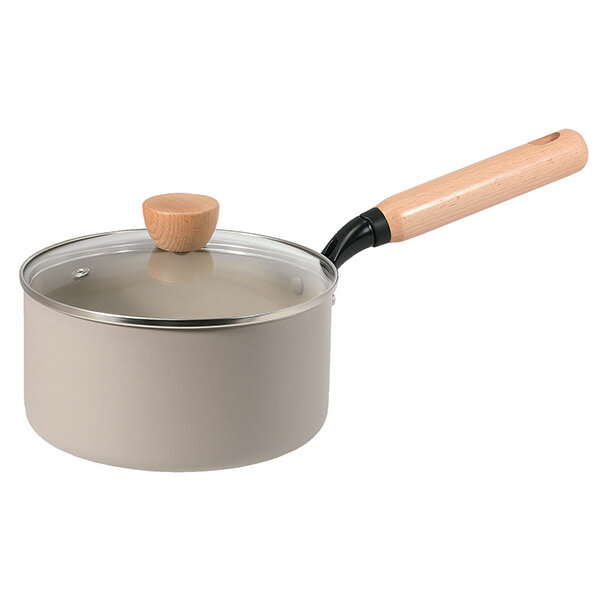 Sauce Pans - パール金属 スプル ふっ素加工IH対応ガラス蓋付木柄深型片手鍋18cm HC-0880
