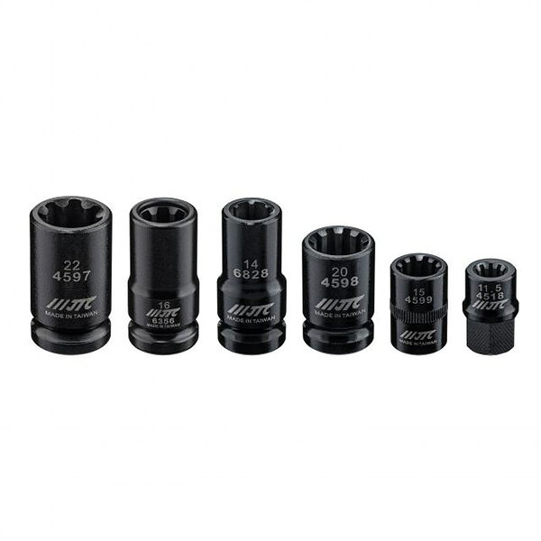 【セット内容】JTC4518（差込9.5mm 11.5mm×10PT）JTC4599（差込9.5mm 15mm×10PT）JTC4598（差込12.7mm 20mm×10PT）JTC6828（差込12.7mm 14mm×7PT）JTC6356（差込12.7mm　16mm×7PT）JTC4597（差込12.7mm 22mm×7PT）適合車種：VAGシリーズ、PORSCHE、AUDI、VWJANCD:4713218695833【発送区分】この商品はメーカーよりお届けいたします。発送連絡が遅れる場合がございます。【銀行振込・コンビニ決済】等前払い決済予定のお客様へ当商品は弊社在庫品ではなく、メーカー在庫品です。メーカー在庫確認でき次第、お客様へお支払いのお願いを送信させて頂きます。在庫確認後に注文確認を行い、お支払いのお願いを送信させて頂きます。休業日、14:00以降のご注文の場合は翌営業日に上記手続きを行います。お時間が掛かる場合がございます。