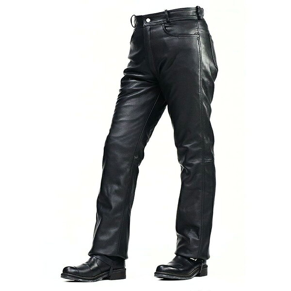 商品詳細【カラー展開】■カラー：A. ブラック【サイズ展開】■サイズ：[メンズ]M、L、LL、XL、MB、LB、LLB、XLB【素材】■素材：●表地/牛革●裏地/ポリエステル100％商品特徴・ジーンズスタイルで気軽にフィット、タウンユースにも・フロント側には足首まで1枚革を贅沢に使用し強度も抜群・しなやかで柔らかいソフトレザーで履き心地も抜群・プロテクター取り付け不可サイズ表※ 当店では独自の採寸方法で計測しております。取り扱いのある商品の特性上、測定したサイズとお買い上げいただきました商品に1から2センチの差異がある場合もございます。サイズにご不明な点がある場合は各ページのカート付近にある「商品についてのお問い合わせ」よりご質問ください。サイズ ウエスト(cm) ヒップ(cm) 股下(cm)M8010287L8410687LL8811087XL9211487MB9210687LB9611087LLB10011487XLB10411887※目安としての製品仕上がりサイズです(単位cm)JANCD:4562391129358【銀行振込・コンビニ決済】等前払い決済予定のお客様へ当商品は弊社在庫品ではなく、メーカー在庫品です。在庫確認後に注文確認を行い、お支払いのお願いを送信させて頂きます。休業日、14:00以降のご注文の場合は翌営業日に上記手続きを行います。お時間が掛かる場合がございます。