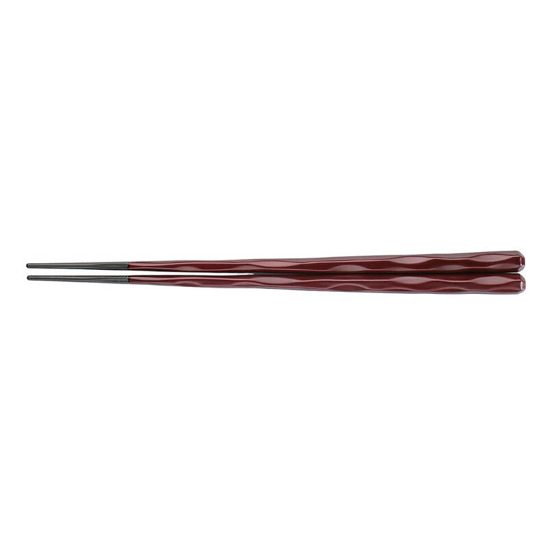 EBM 樹脂塗箸 六角一刀彫 溜 22.5cm 0442100