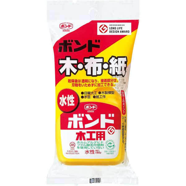 コニシの一覧はこちら商品サイズ(mm)D×W×H:10.8×4.1×21【特長】水性、乾燥後ほぼ透明乾燥後切削可ホルムアルデヒドフタル酸系可塑剤を使用していない【用途】木の接着に幅広く使える木工作【商品サイズ】縦(mm)　10.8横(mm)　4.0999999999999996高さ(mm)　21JANCD:4901490101351【銀行振込・コンビニ決済】等前払い決済予定のお客様へ当商品は弊社在庫品ではなく、メーカー在庫品です。在庫確認後に注文確認を行い、お支払いのお願いを送信させて頂きます。休業日、14:00以降のご注文の場合は翌営業日に上記手続きを行います。お時間が掛かる場合がございます。