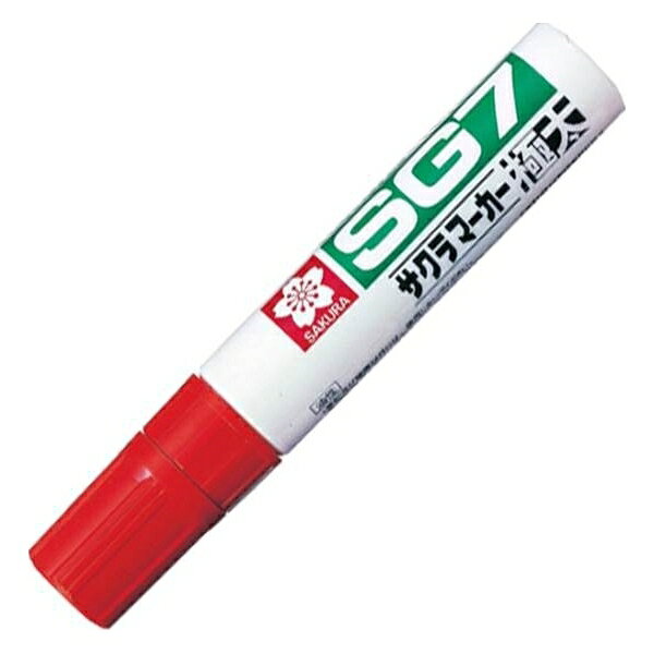 Permanent Marker - サクラクレパス マーカーSG7 極太 （普通色）17mm 【インク色:赤】 JGK#19 事務用品 文房具 筆記具 ファイル 机上整理 オフィス （インク色赤] アカ 3805