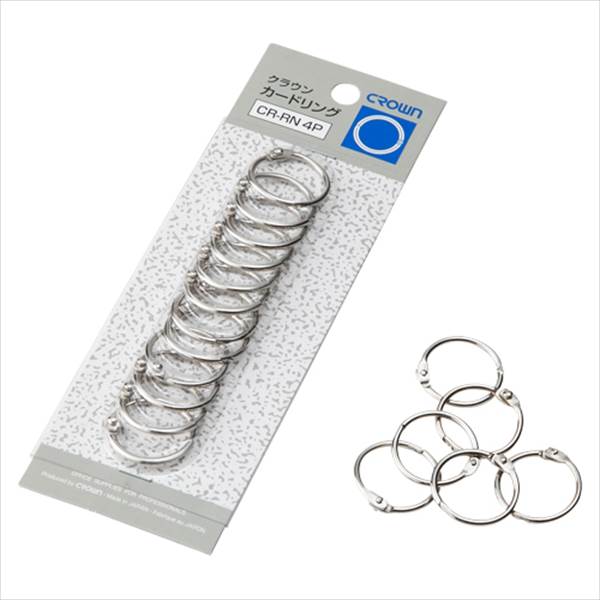 Gem Clip - クラウン カードリング （12個入）#4 袋入 CR-RN4P-SL 事務用品 文房具 筆記具 ファイル 机上整理 梱包 とじる 外径約24mm CR-RN4P-SL 04369