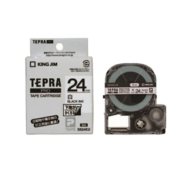 KING JIM（キングジム） ｢テプラ｣PRO SRシリーズ専用テープカートリッジ ラベル5m 白 黒文字 24mm幅 SS..