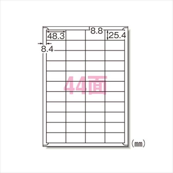 エーワンの一覧はこちら【メーカー品番】28648【入数】500枚●規格：A4判44面●1片寸法：縦25．4×横48．3mm●紙種：上質紙，レーザー専用塗工●総紙厚：0．13mm●対応プリンタ：熱転写，モノクロレーザー，カラーレーザー，モノクロコピー，カラーコピーJANCD:4906186286480【銀行振込・コンビニ決済】等前払い決済予定のお客様へ当商品は弊社在庫品ではなく、メーカー在庫品です。在庫確認後に注文確認を行い、お支払いのお願いを送信させて頂きます。休業日、14:00以降のご注文の場合は翌営業日に上記手続きを行います。お時間が掛かる場合がございます。