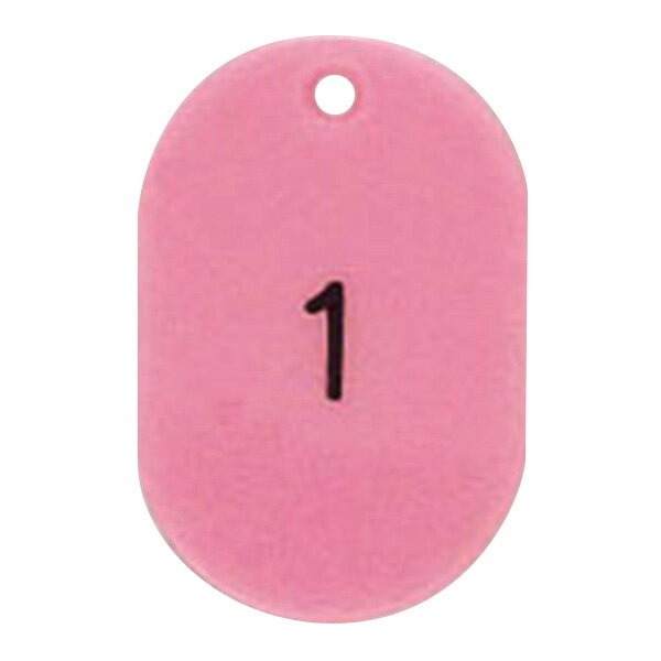クラウン 番号札 小判型・スチロール製 番号入 （連番） 桃 100枚1セット 小 1～100番 CR-BG31-PI 事務用品 文房具 筆記具 ファイル 机上整理 証明 名札 判型・スチロール製 1～100番 CR-BG31-PI 31258