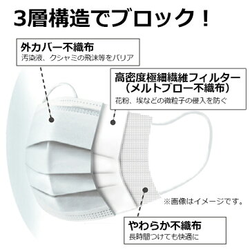 あす楽 (全品国内にて検品済み) AQUA BANK(アクアバンク):マスク 不織布マスク 普通サイズ 50枚入り 感染症対策 メルトブローン 使い捨てマスク 白 大人用 三層構造 飛沫防止 花粉対策 男女兼用