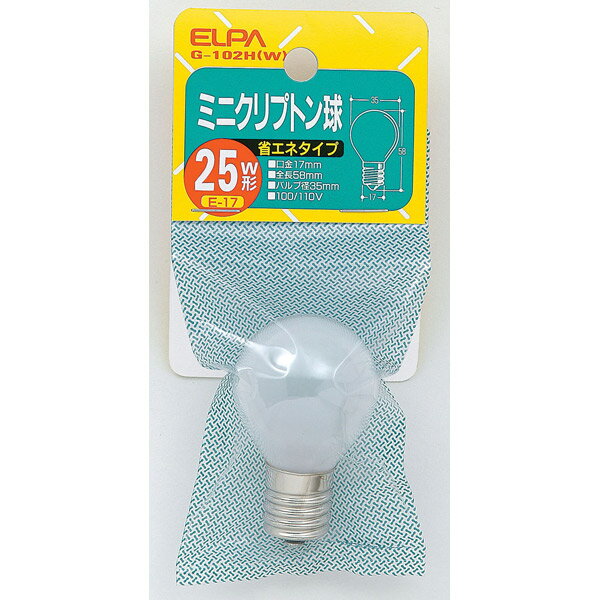 ELPA（エルパ） クリプトン球25W G-102H（W）