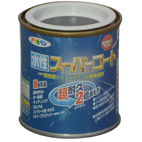 アサヒペン 水性スーパーコート 1/12L アトランティックブルー 4970925411518 塗料 ペンキ 水性多用途