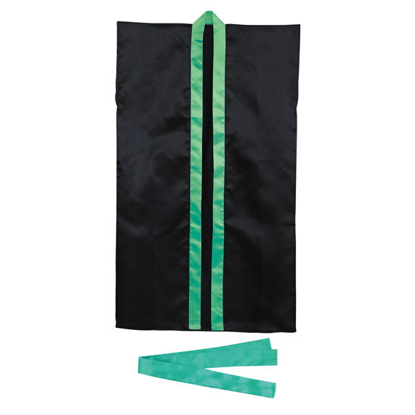 アーテック ロングハッピ不織布黒（緑襟）S（ハチマキ付） 3263