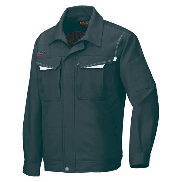 AITOZ（アイトス） エコ裏綿 長袖ブルゾンA （男女兼用） ブラック×シルバーグレー M 6550 裏綿ジャンパー・ドルフィンカット・帯電防止 6550(4)