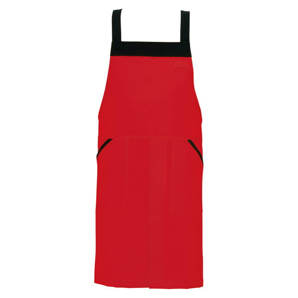 AITOZ（アイトス） 胸当てエプロン （共生地配色） レッド F 8654 前掛け・配色エプロン 8654
