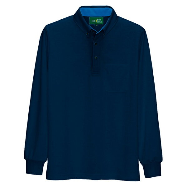 AITOZ（アイトス） 制電長袖ボタンダウンポロシャツ （男女兼用） ネイビー 3L 50012