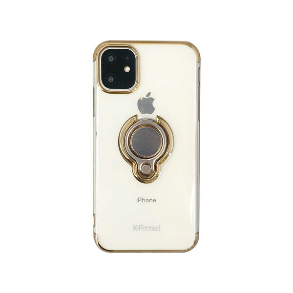 X-fitted(エックスフィッテド):iPhone12 ProMax(6.7) クリアハードケース スマホリング ゴールド/Electroplated Ring PC Case BXFCSA02-IP12L-GD