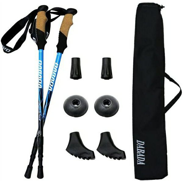 あす楽 DABADA(ダバダ):トレッキングポールSG ブルー a-pole 2本セット SGマーク取得 アルミ製 軽量220g 最小56.5cm 登山杖 アンチショック トレッキングステッキ ストック 登山 山登り ノルディック ウォーキングポール