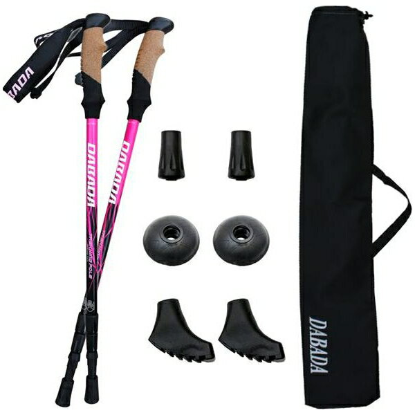 あす楽 DABADA（ダバダ）:トレッキングポールSG ピンク a-pole トレッキングポール 登山 ウォーキング DABADA（ダバダ） a-pole 2本セット SGマーク取得 アルミ製 軽量220g 最小56.5cm 登山杖 アンチショックのサムネイル