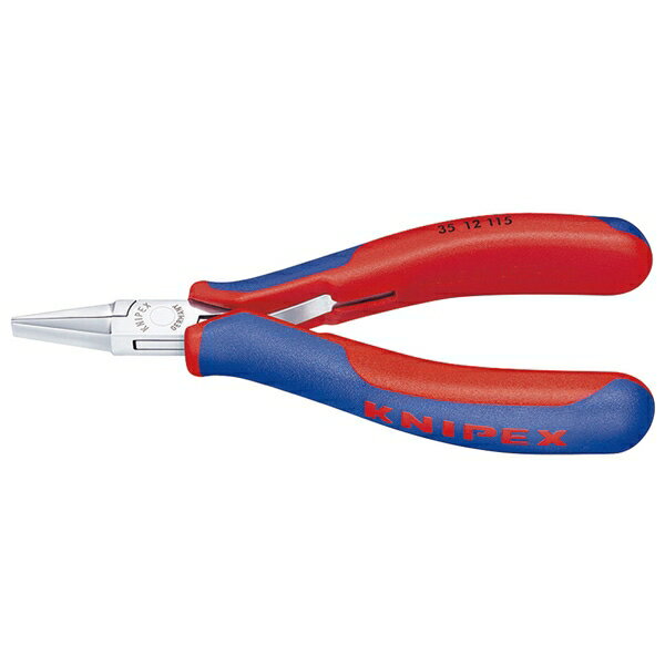 KNIPEX(クニペックス)の一覧はこちら□ヘッド仕上げ：鏡面磨き□ハンドル仕様：コンフォート□スタイル：平口□つかみ面：フラット□ジョイント部の幅(A：mm)：9.5□口先の長さ(B：mm)：22.5□ジョイント部の厚さ(D：mm)：6.5□口先先端の厚さ(E：mm)：2.0□口先先端の幅(F：mm)：4.0□全長(mm)：115□質量(g)：72□極めて精密なエレクトロニクス関連、精密機器関連の組み立て作業に最適な高精度のプライヤー。□ジョイント部は精密な3枚合わせのボックスジョイント。□つかみ面はフラットで部品に傷をつけません。□ヘッドは丁寧に面取りされています。□抵抗感の少ないダブルオープンスプリング付きですので、繰り返し作業する際にも口を開く必要がありません。□材質はオイル焼き入れ焼き戻し処理済みの特殊工具鋼。□高級オイルによる磨き処理によって防錆加工が施されていますので、ツールからメッキが剥がれ、回路へ悪影響を与えることがありません。□ハンドルは複数の材質で作られたプラスチックカバー付き。□部品をつかむ、曲げる作業に。※コンフォートハンドル(本品)は絶縁ではありません。JANCD：4003773013891【銀行振込・コンビニ決済】等前払い決済予定のお客様へ当商品は弊社在庫品ではなく、メーカー取寄せ品でございます。在庫確認後に注文確認を行い、お支払いのお願いを送信させて頂きます。休業日、13:00以降のご注文の場合は翌営業日に上記手続きを行います。お時間が掛かる場合がございます。