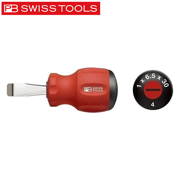 PB SWISS TOOLS(PBスイスツールズ)の一覧はこちら ●刃先厚(mm)：0.8●刃先幅(mm)：5.5●軸径(φmm)：4●軸長(mm)：30●全長(mm)：80●質量(g)：30●適合ネジ：M3●スイスグリップはポリプロピレン・サントプレンの2種の新素材からなるハンドルです。●ハンドル後部にはドライバーの先端形状のシンボルマークとサイズを表示していますので、作業に適したドライバーをすぐに選ぶことができます。●特殊な表面構造により、濡れた手で握っても滑りにくく、さらにオイル・ガソリンに耐性があり、汚れてもきれいに落とせます。JANCD:7610733251285【銀行振込・コンビニ決済】等前払い決済予定のお客様へ当商品は弊社在庫品ではなく、メーカー在庫品です。在庫確認後に注文確認を行い、お支払いのお願いを送信させて頂きます。休業日、14:00以降のご注文の場合は翌営業日に上記手続きを行います。お時間が掛かる場合がございます。