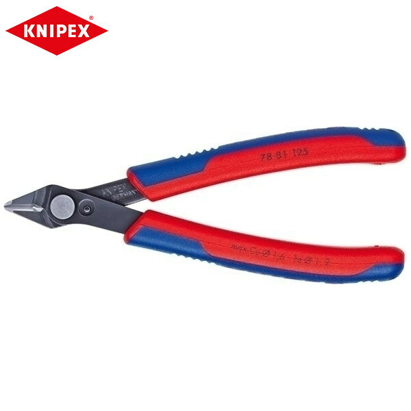 KNIPEX(クニペックス)の一覧はこちら極めて精密なエレクトロニクス関連、精密機器関連の切断作業に最適な高精度のニッパー。●切断能力（軟線；φmm)：0.2-1.6●切断能力（中硬線；φmm)：1.2●切断能力(ピアノ線；φmm)：0.6●口先の長さ(mm)：9.0●ジョイント部の幅(mm)：13.5●ジョイント部の厚さ(mm)：7.5●全長(mm)：125●質量(g)：57●極めて精密なエレクトロニクス関連、精密機器関連の切断作業に最適な高精度のニッパー。●刃はまっすぐで切断面がフラットに仕上がります。●先端は精密に仕上げられており、密集したワイヤーも直径0．2mm以上あれば切断することができます。●ジョイント部はステンレス製のリベットで接合されています。●小さな力でも大変スムーズに可動します。●繰り返しの作業に便利なオープンスプリングと、先端が一定の間隔以上開くのを防ぐストッパー付き。●入念な焼き入れ処理が施された刃の硬度は約HRC64。●材質は特殊工具鋼。JANCD:4003773065104【銀行振込・コンビニ決済】等前払い決済予定のお客様へ当商品は弊社在庫品ではなく、メーカー在庫品です。在庫確認後に注文確認を行い、お支払いのお願いを送信させて頂きます。休業日、14:00以降のご注文の場合は翌営業日に上記手続きを行います。お時間が掛かる場合がございます。