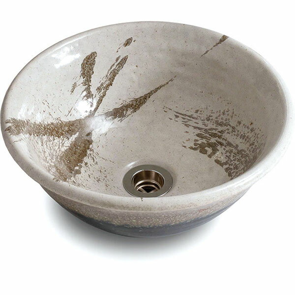 重蔵窯 利休信楽 手洗い鉢 035-305利休鼠（りき 信楽焼 手洗い 洗面 焼き物 035-305 利休鼠（りきゅうねずみ）しぶき