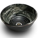 重蔵窯:信楽焼手洗い 利休信楽手洗い鉢 W300xD300xH135 黒天目藁灰 011-30 信楽焼陶器手洗い 011-30
