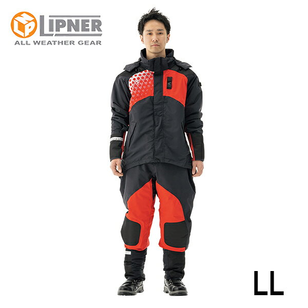 ロゴス(LOGOS):リプナー(LIPNER) プロモデル レインスーツ LL 71ブラック 作業服 作業着 上下セット セパレート 長袖 ストレッチ 上着 腰具 ニッカ ニッカポッカ ハーネス 防水 雨具 レインウェア 28736711