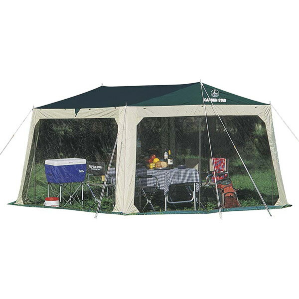 あす楽 CAPTAIN STAG（キャプテンスタッグ）:プレーナメッシュタープセット M-3154 アウトドア キャンプ キャプテンスタッグ テント タープ M-3154 テント タープ シェード ワンタッチ タープ キャンプ アウトドア ソロキャンのサムネイル