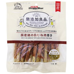 ドギーマンハヤシ:無添加良品 国産鶏の白むね肉巻き 16本 4976555824742 魚と鶏の軟骨が入ったスティックに、白いむね肉を巻きつけました