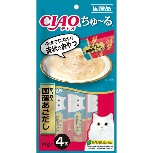 いなばペットフード:ちゅ〜る かつお＆国産あごだし 14g 猫 おやつ 間食 ペースト 液 ちゅ〜る ちゅーる チュール SC-178