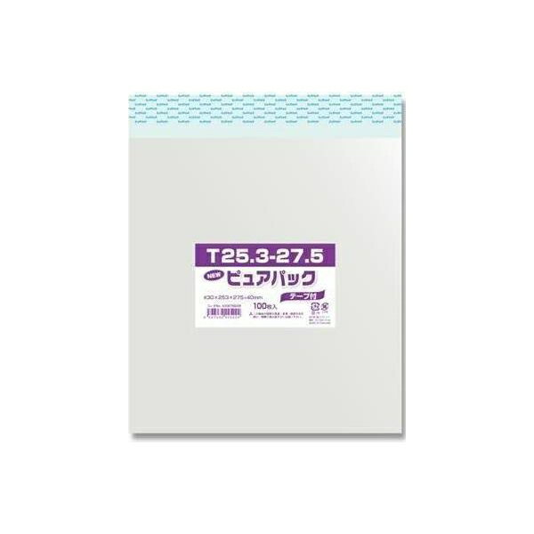 SWAN（スワン）:【100枚】OPP袋 ピュアパック T25.3-27.5（色紙用） テープ付き 