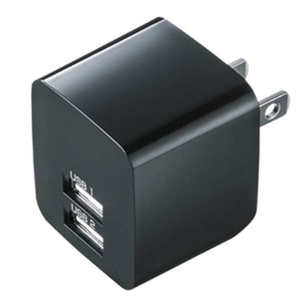 サンワサプライの一覧はこちらUSBポートを2ポート搭載しUSB機器を2台同時に充電できるキューブ型のコンパクトなUSB充電器です。（2ポート合計で最大2.4Aまで）USB出力は最大2.4A（2ポート合計）まで対応しているので、タブレットの充電にも対応します。タブレット充電時は、タブレット単体で充電してください。90度回転するプラグを採用し、プラグは折りたたんで収納することができるのでコンパクトに持ち運べます。100V～240V電源対応で、海外でも使用できるワールドワイド仕様です。海外使用時は渡航先に適合した変換プラグアダプタが必要となる場合があります。定格入力：AC100V～240V50/60Hz定格出力：DC5V/2.4A(2ポート合計）USBポート数：2ポートサイズ：W35×D30×H39mm重量：約36gJANCD:4969887504451【銀行振込・コンビニ決済】等前払い決済予定のお客様へ当商品は弊社在庫品ではなく、メーカー在庫品です。在庫確認後に注文確認を行い、お支払いのお願いを送信させて頂きます。休業日、14:00以降のご注文の場合は翌営業日に上記手続きを行います。お時間が掛かる場合がございます。