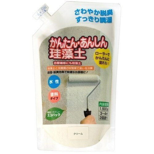 フジワラ化学工業:かんたん安心珪藻土 1.5Kg クリーム 4943068419031 壁材 調湿材 珪藻土 DIY商品