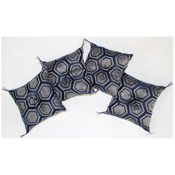 柘産業:座卓足敷ふとん高級亀甲柄織紺（小） 4枚組 Z8-1【メーカー直送品】 インテリア雑貨 Z8-1