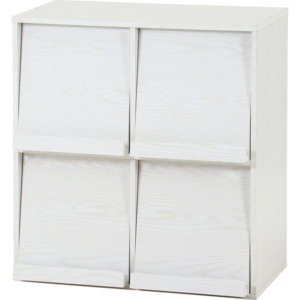 不二貿易:ディスプレイラック　4マス　オークWH　DP8085 00073419【メーカー直送品】【地域制限有】 組立品