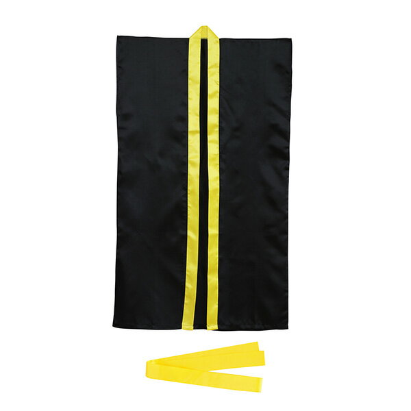アーテック:ソフトサテンロングハッピ S 黒/黄襟 （ハチマキ付） 14442 運動会 発表会 イベント ハッピ 衣装