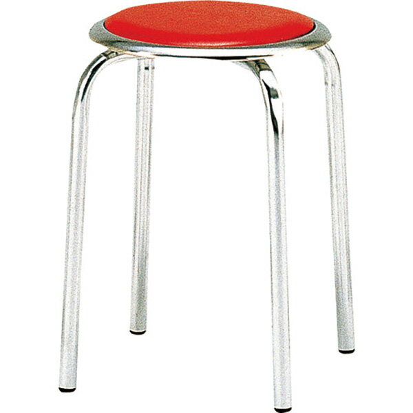 TRUSCO（トラスコ中山） 丸イスメッキ仕上げ脚 Φ320XH445 レッド TM-24M-R