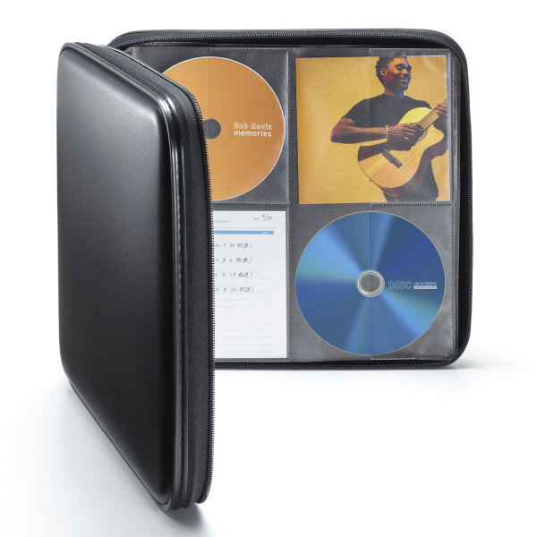 サンワサプライ CDジャケット収納対応セミハードケース（160枚収納・ブラック） FCD-WLBD160BBK FCD-WLBD160BBK